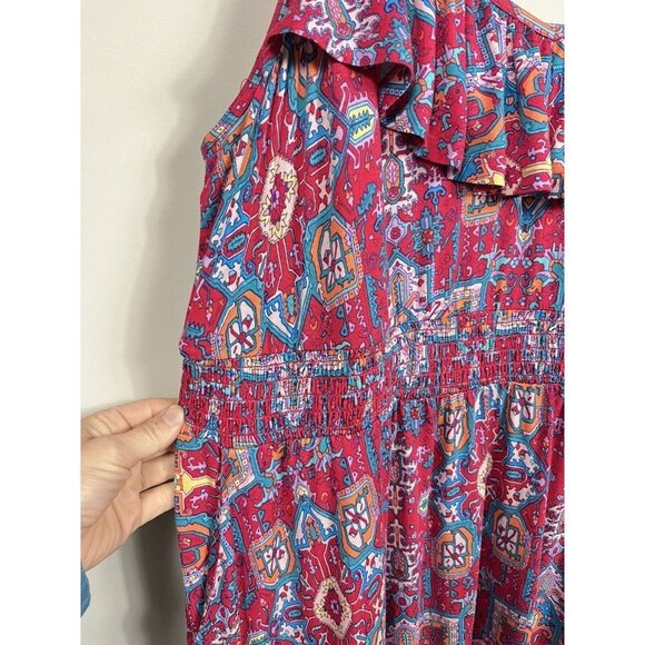 Torrid Dress Womens 2X Pink Sleeveless Maxi Smocked Adustable Straps - Picture 4 of 10